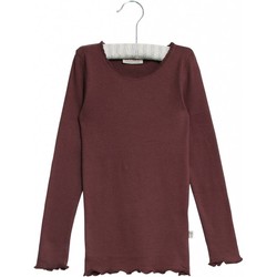 Wheat Rib T-shirt Lace Soft Eggplant - Wheat