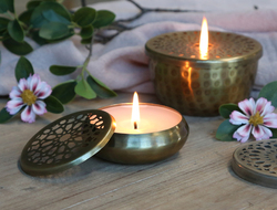 Lysestake med stearin Messing - Chic Antique