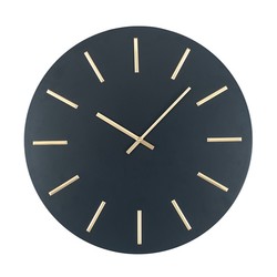 Klokke Matt svart gull metall 50cm Trend Collection