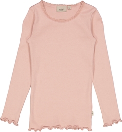 Wheat Rib T-Shirt Lace Misty Rose - Wheat