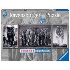 Ravensburger Puslespel 1000b Panther, Elephant, Lion