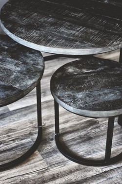 Sofabord rund svart tre metall s/3 Trend Design