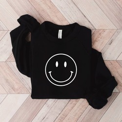 Genser Smileyface  Sort  - Oat Collective