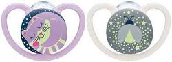 NUK Space Night 6-18 Måneder Smokk 2-pack, Katt/Ildflue