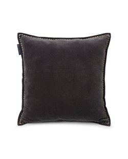 Logo Message Cotton Velvet Pillow Cover,Gray