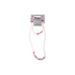 HALSKJEDE M/ARMBÅND ROSER/PERLER