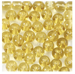 Glassperler yellow, dia 4mm, hullstr 1mm - 45stk