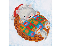 Diamond Dotz. Snug Christmas Kitty.  Runde Perler. Snug kitty - Salg