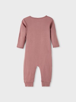 NBFNIGHTSUIT 2P ZIP ROSE TAUPE LEO  (UTEN FOT)