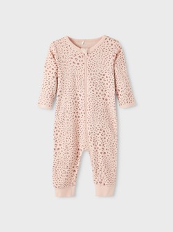 NBFNIGHTSUIT 2P ZIP ROSE TAUPE LEO  (UTEN FOT)