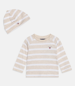 STRIPED TOP AND BEANIE LIGHT BEIGE MELANGE - Gant