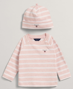 STRIPED TOP AND BEANIE LIGHT PINK MELANGE - Gant