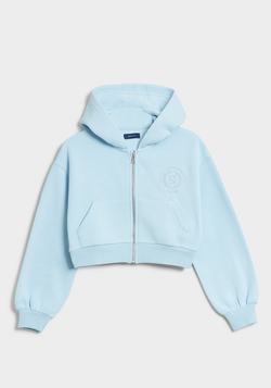 D2. CREST CROPPED FULL ZIP HOODIE WATERFALL BLUE - Gant