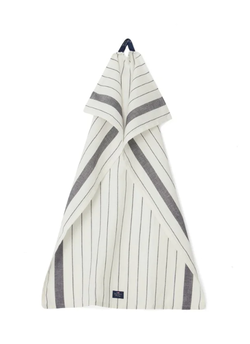 Stripet Kjøkkenhåndkle, Bomull/Lin White/Black - Lexington
