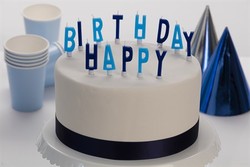 Kakelys - Happy Birthday blå