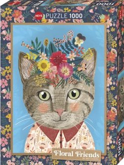 Heye puslespill 1000 Art Floral Friends Pretty Feline 1000 biter - Heye
