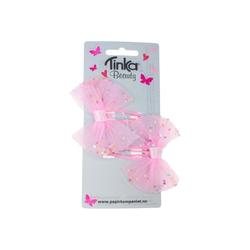 HÅRCLIPS ROSA SLØYFE 2 STK TINKA BEAUTY
