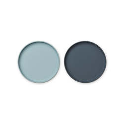 BRANDON Tallerken 2-pk Sea Blue/Whale Blue - Liewood