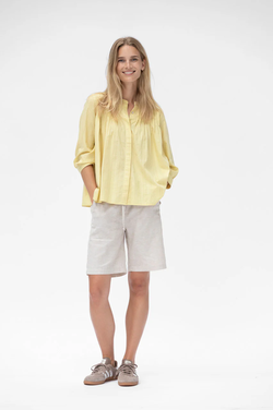 Blue Antonie Cotton/Linen Shorts Chalk Melange - Blue Sportswear
