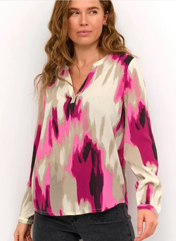 Kaffe kabeathe bluse Pink abstract print - Kaffe Clothing