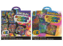 SCRATCH KORT 6 STK , dyr eller mandala Animal eller Mandala - Hobby