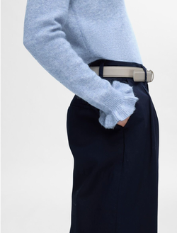 Lulu LS knit frill cuff O-neck