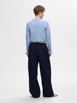 Lulu LS knit frill cuff O-neck