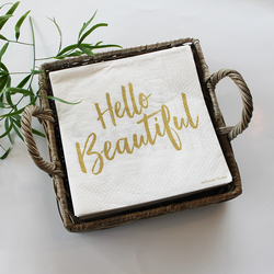 Servietter gull Welcome Home Hello (tekst på 2 sider) - Welcome Home