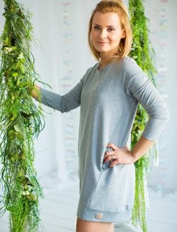 Jente kjole med RIBBING GRAY