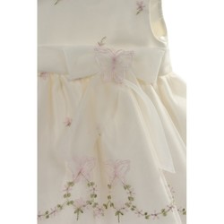 Pascal babykjole med sommerfugler ivory/rosa