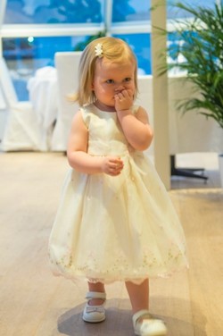 Pascal babykjole med sommerfugler ivory/rosa