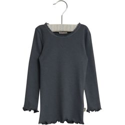 Wheat rib t-shirt lace LS Blue ink - Wheat