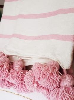 Pom pom teppe Bomull