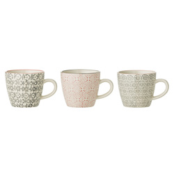 Cecile kaffekopp 3pk Rosa/grå - Bloomingville