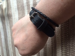 Armbånd - dobbelt lengde - skinn flettet