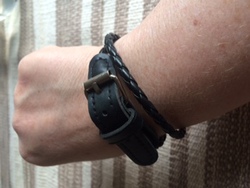 Armbånd - dobbelt lengde - skinn flettet